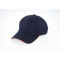 Brushed Twill 6 Panel Patriot Cap w/ U.S. Flag Sandwich Trim